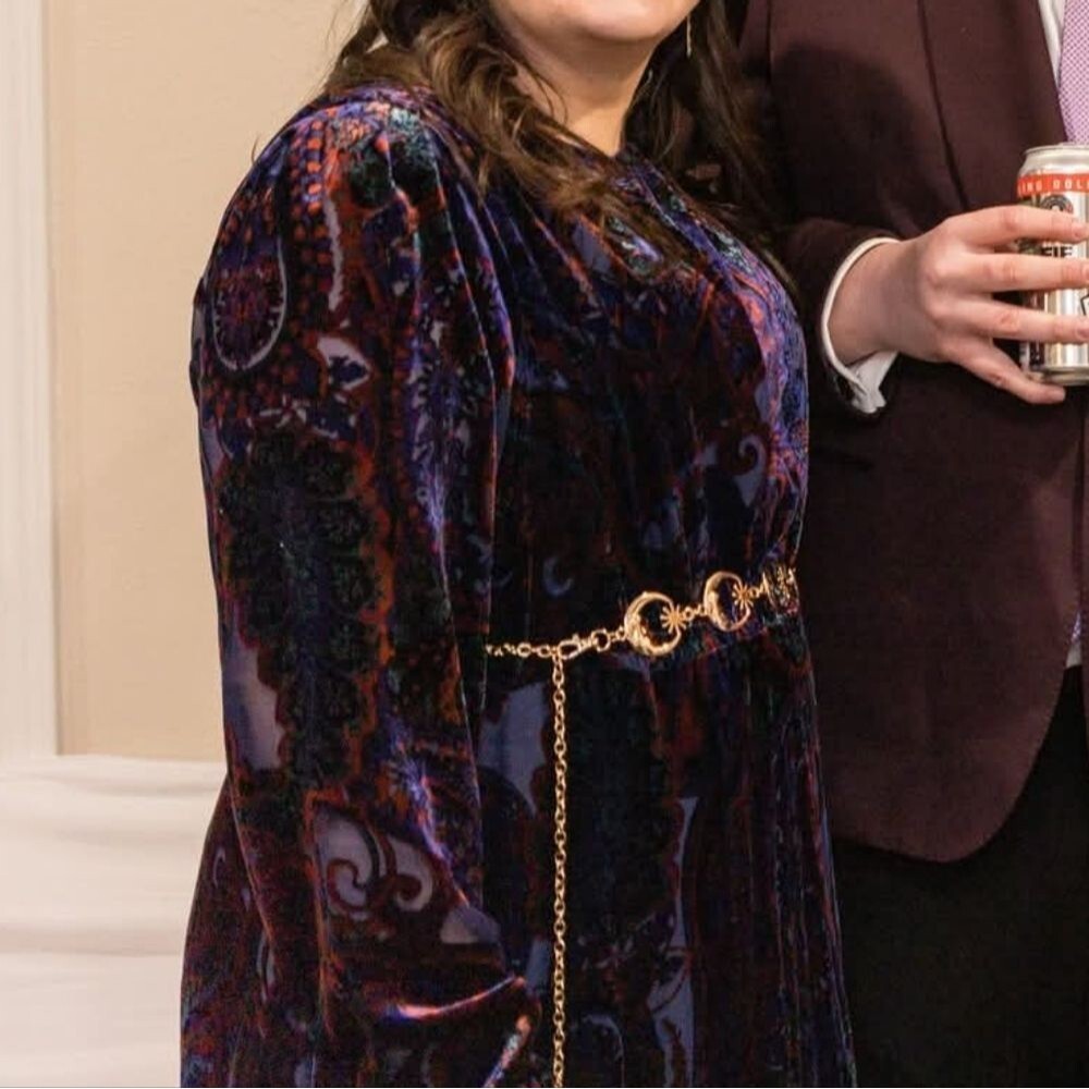Anthropologie Paisley Velvet Burnout Long Sleeve Dress - Picture 11 of 11